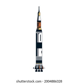 Color hand drawn rocket on white background vector illustration