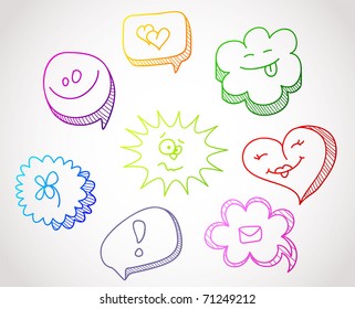 Color hand drawn speech bubbles