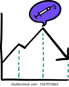 Color hand drawn vaccination data chart concept icon