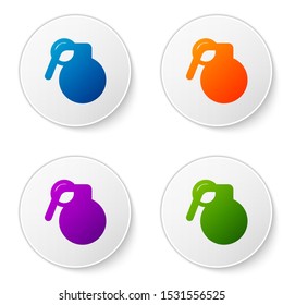 Color Hand grenade icon isolated on white background. Bomb explosion. Set icons in circle buttons. Vector Illustration