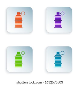 Color Hand grenade icon isolated on white background. Bomb explosion. Set icons in square buttons. Vector Illustration
