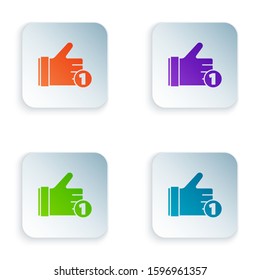 Color Hand like icon isolated on white background. Set icons in square buttons. Vector Illustration