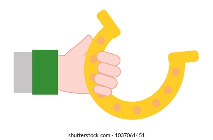 color hand man with metal horseshoe design