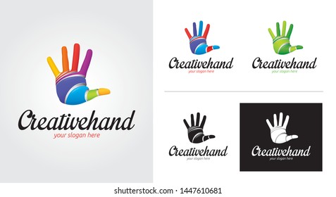 Color Hand minimalist and creative logo set