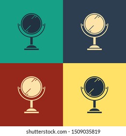 Color Hand mirror icon isolated on color background. Vintage style drawing. Vector Illustration Color Hand mirror icon isolated on color background. Vintage style drawing. Vector Illustration