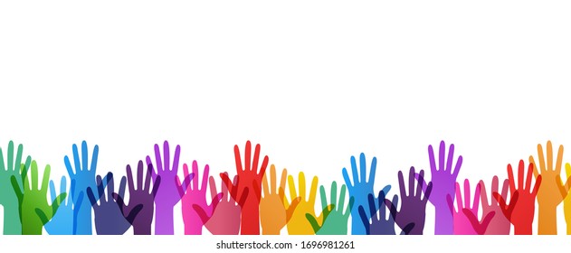 Color Hand Print Isolated White Background, Vector Illustration