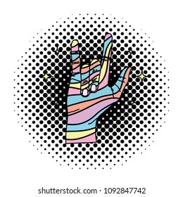 color hand with rock gesture sign and stars