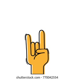 color hand with rock gesture symbol communication