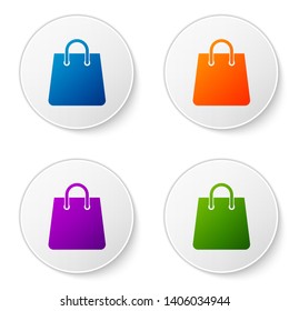 Color Handbag icon isolated on white background. Shoping bag sign. Woman bag icon. Female handbag sign. Glamour casual baggage. Set icons in circle buttons. Vector Illustration