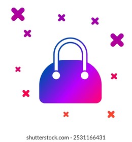 Color Handbag icon isolated on white background. Female handbag sign. Glamour casual baggage symbol. Gradient random dynamic shapes. Vector