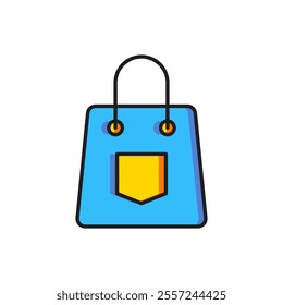 Color Handbag icon isolated on white background. Female handbag sign. Glamour casual baggage symbol. Flat filled outline style with shadow. Vector