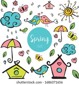 Color hand-drawn seamless pattern without background