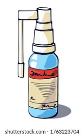 Color hand-drawn spray for the throat. Vector illustration