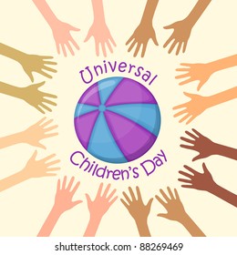 Color hands around the ball, universal children's day