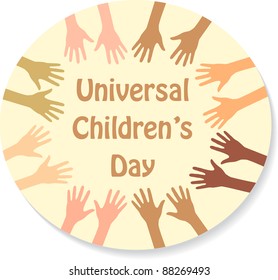 Color hands around the text (sticker), universal children's day