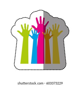 Color Hands Up Icon, Vector Illustration Design