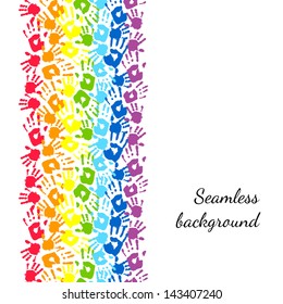 Color Hands, Rainbow Seamless Border Background, Vector