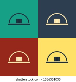 Color Hangar icon isolated on color background. Vintage style drawing. Vector Illustration