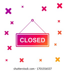 Color Hanging sign with text Closed door icon isolated on white background. Gradient random dynamic shapes. Vector Illustration