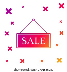 Color Hanging sign with text Sale icon isolated on white background. Gradient random dynamic shapes. Vector Illustration