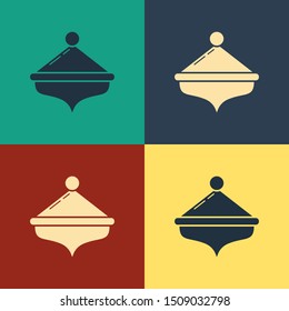 Color Hanukkah dreidel icon isolated on color background. Vintage style drawing. Vector Illustration