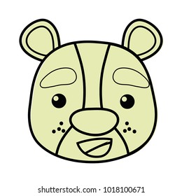 color happy bear head wild animal