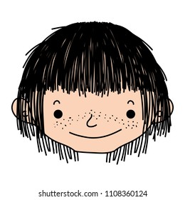 color happy boy head with cute hairstyle