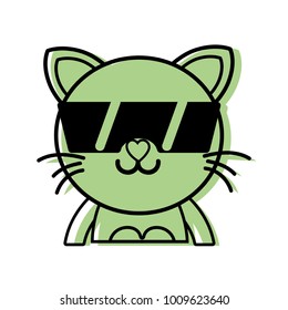 color happy cat adorable feline animal with sunglasses