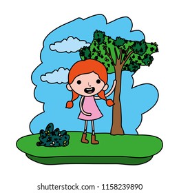 color happy child girl in the forest reserve