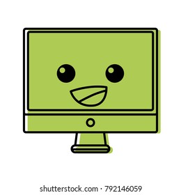 color happy computer screen kawaii cartoon