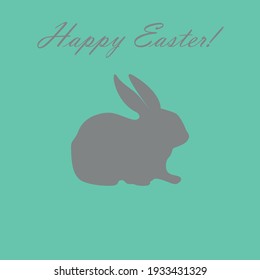 Color Happy Easter card with rabbit, minimalism