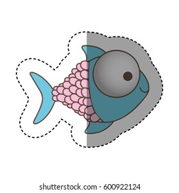 color happy fish cartoon icon, vector illustration design