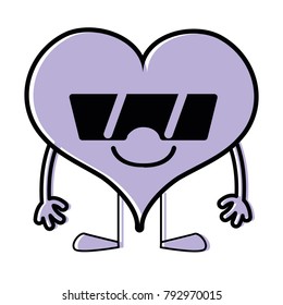 color happy heart kawaii with arms and legs