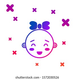 Color Happy little girl head icon isolated on white background. Face of baby girl. Gradient random dynamic shapes. Vector Illustration