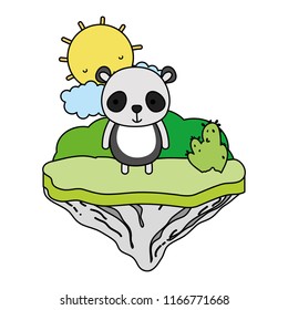color happy panda animal in the float island