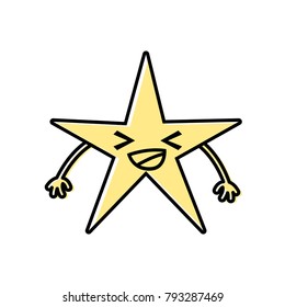 color happy shiny star kawaii cartoon