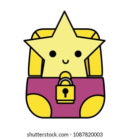 color happy star inside graphic chest and padlock