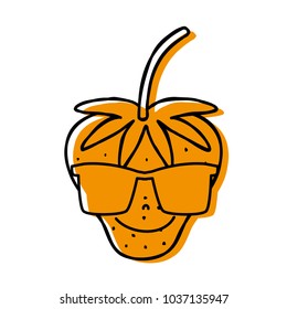 color happy starwberry fruit with sunglasses kawaii