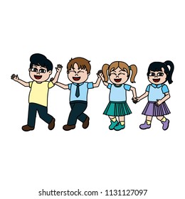 color happy students children friends and hairstyle