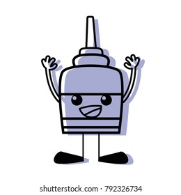 color happy and tender glue object kawaii with arms and legs