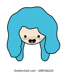 color happy woman head with long hair