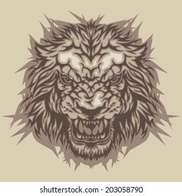 Color head of angry lion