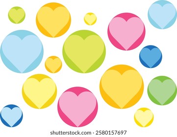 color heart in circle color seamless pattern, heart vector illustration.