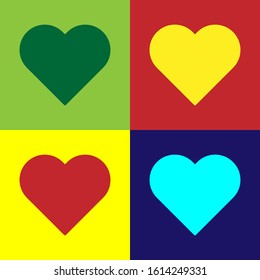 Color Heart icon isolated on color background. Romantic symbol linked, join, passion and wedding. Valentine day symbol.  Vector Illustration