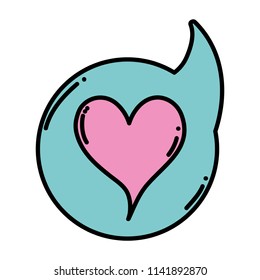 color heart inside chat bubble love message