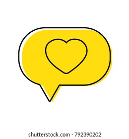 color heart inside chat bubble text message