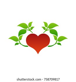 Color heart and leaf logo template.
Love heart icon.
