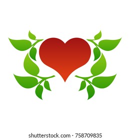 Color heart and leaf logo template.
Love heart icon.
