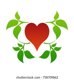 Color heart and leaf logo template.
Love heart icon.
