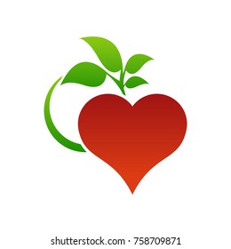Color heart and leaf logo template.
Love heart icon.
